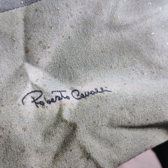 Roberto Cavalli Vintage SS2001 Collection Teal Gold Cupro Denim Blazer RARE - Picture 6 of 14